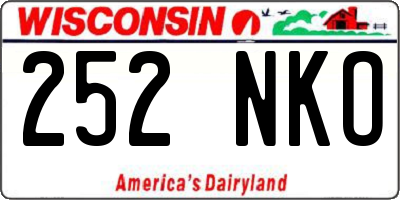WI license plate 252NKO