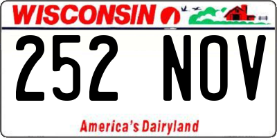 WI license plate 252NOV