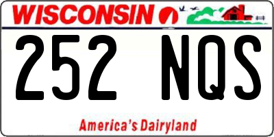 WI license plate 252NQS