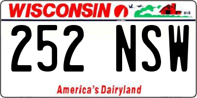 WI license plate 252NSW