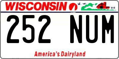 WI license plate 252NUM