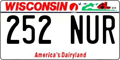 WI license plate 252NUR