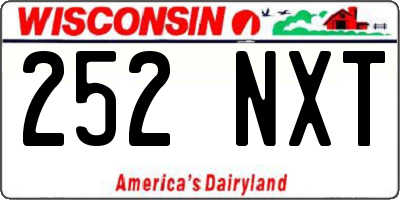 WI license plate 252NXT