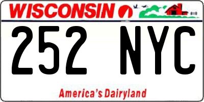 WI license plate 252NYC