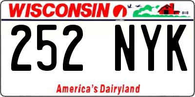 WI license plate 252NYK