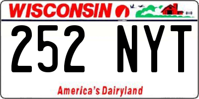 WI license plate 252NYT