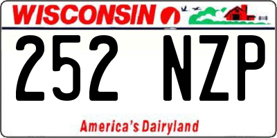 WI license plate 252NZP