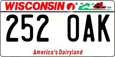 WI license plate 252OAK