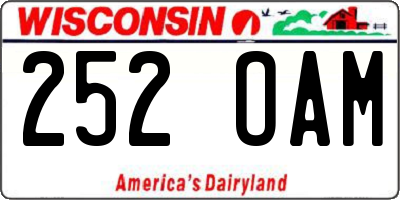 WI license plate 252OAM