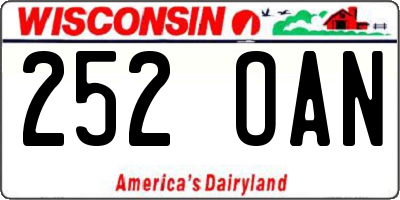 WI license plate 252OAN