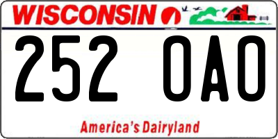 WI license plate 252OAO