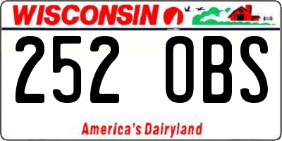 WI license plate 252OBS