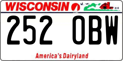 WI license plate 252OBW