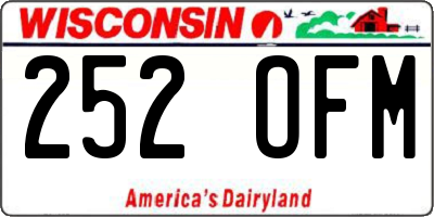 WI license plate 252OFM
