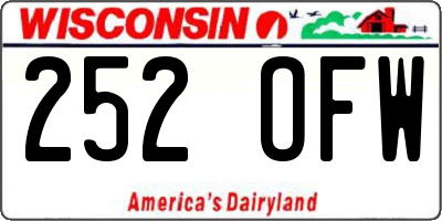 WI license plate 252OFW