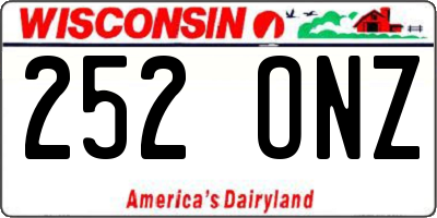 WI license plate 252ONZ