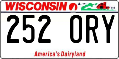 WI license plate 252ORY