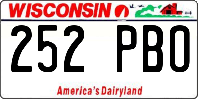WI license plate 252PBO