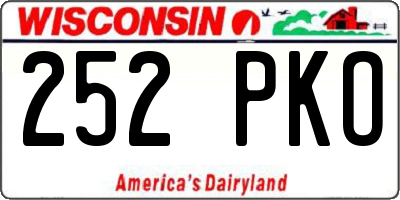 WI license plate 252PKO