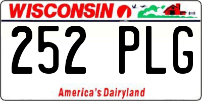 WI license plate 252PLG