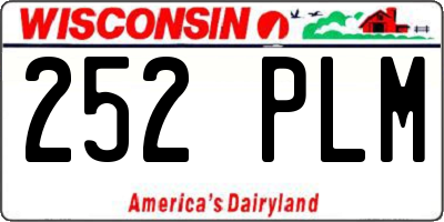 WI license plate 252PLM