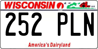 WI license plate 252PLN