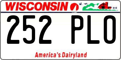 WI license plate 252PLO
