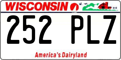 WI license plate 252PLZ