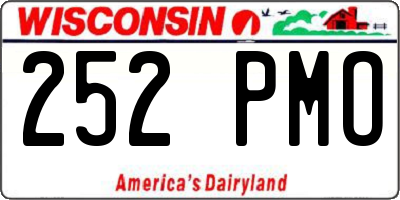 WI license plate 252PMO