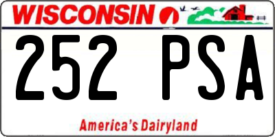 WI license plate 252PSA