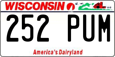 WI license plate 252PUM