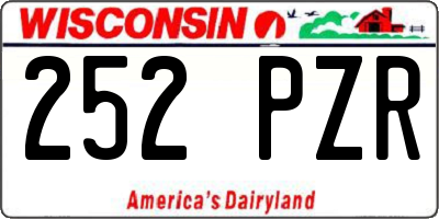 WI license plate 252PZR