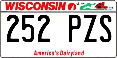 WI license plate 252PZS