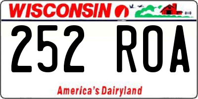 WI license plate 252ROA