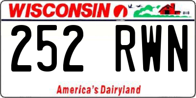 WI license plate 252RWN