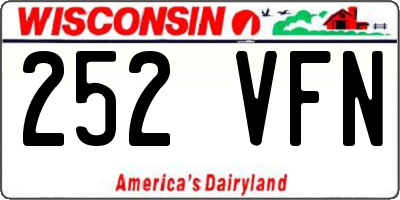WI license plate 252VFN