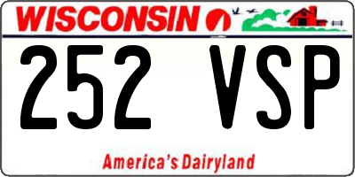 WI license plate 252VSP