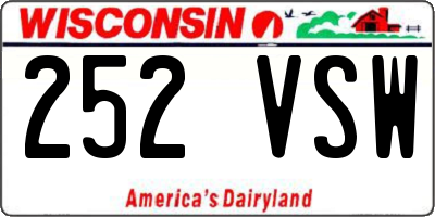 WI license plate 252VSW