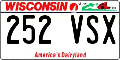 WI license plate 252VSX