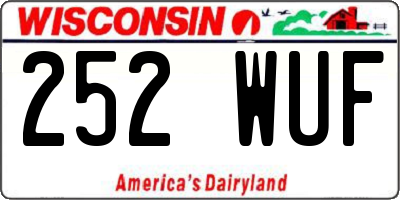 WI license plate 252WUF