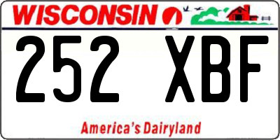 WI license plate 252XBF