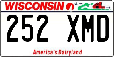 WI license plate 252XMD