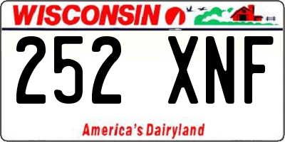WI license plate 252XNF