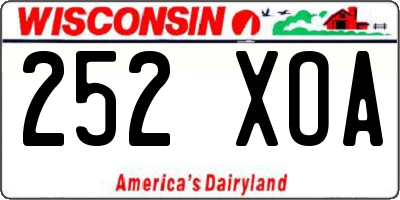 WI license plate 252XOA