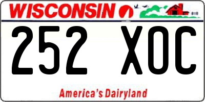 WI license plate 252XOC