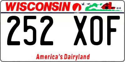 WI license plate 252XOF