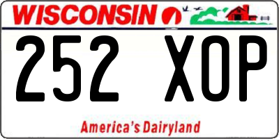 WI license plate 252XOP
