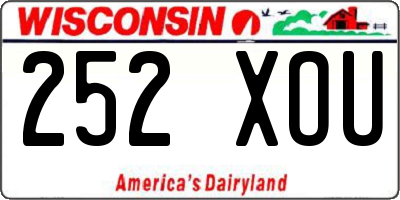 WI license plate 252XOU