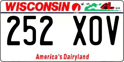 WI license plate 252XOV