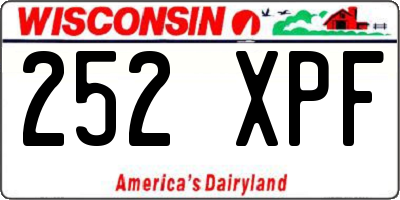 WI license plate 252XPF
